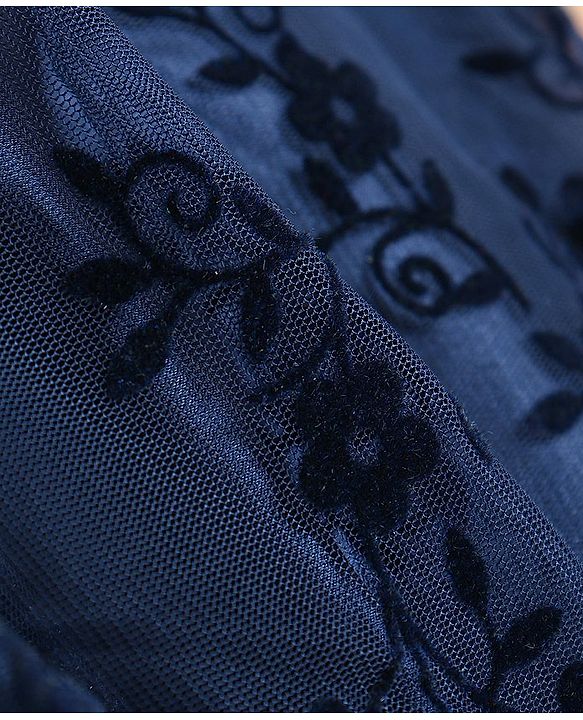 Babyhug Sleeveless Party Wear Embroidered Frock with Corsage - Navy Blue