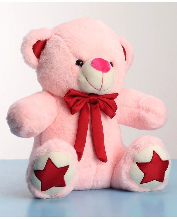 Babyhug Plush Teddy Bear Soft Toy Pink Height 30 cm (Colour Bow May Vary)