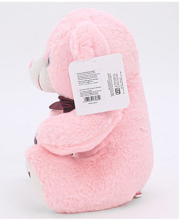 Babyhug Plush Teddy Bear Soft Toy Pink Height 30 cm (Colour Bow May Vary)