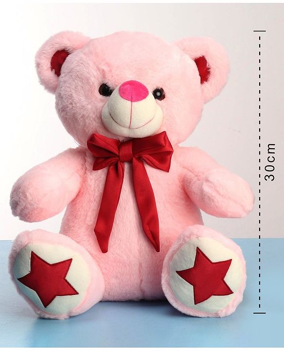 Babyhug Plush Teddy Bear Soft Toy Pink Height 30 cm (Colour Bow May Vary)