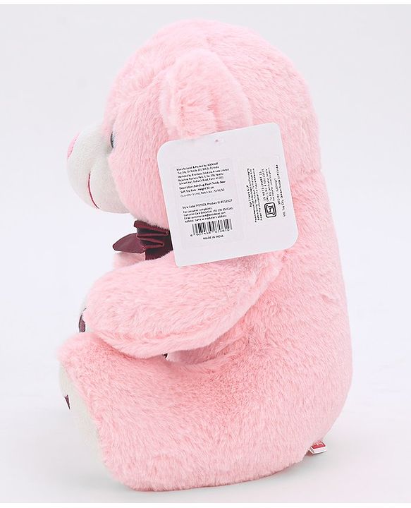 Babyhug Plush Teddy Bear Soft Toy Pink Height 30 cm (Colour Bow May Vary)