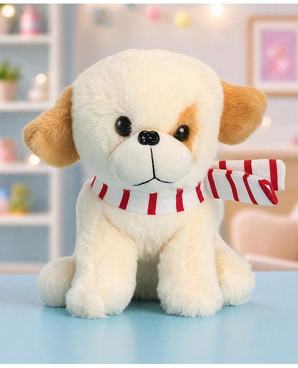 Babyhug Baby Puppy Soft Toy Cream - Height 22 cm
