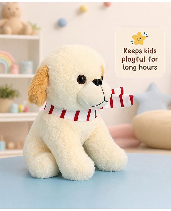 Babyhug Baby Puppy Soft Toy Cream - Height 22 cm