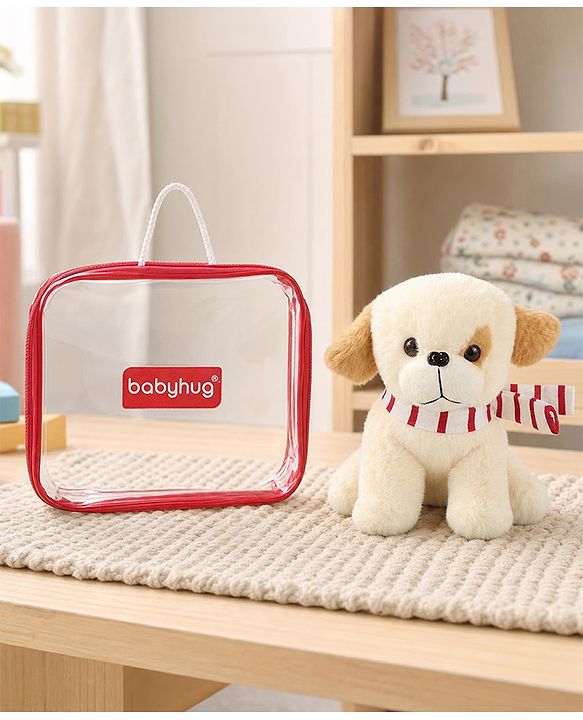 Babyhug Baby Puppy Soft Toy Cream - Height 22 cm