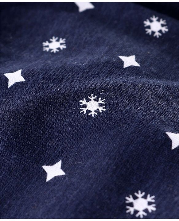 Babyhug Full Length Lounge Pant Snow Flake Print - Navy