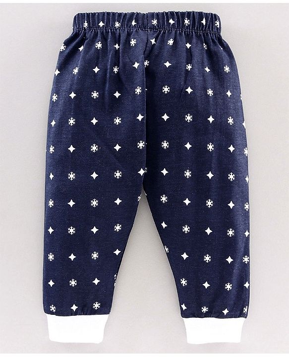 Babyhug Full Length Lounge Pant Snow Flake Print - Navy