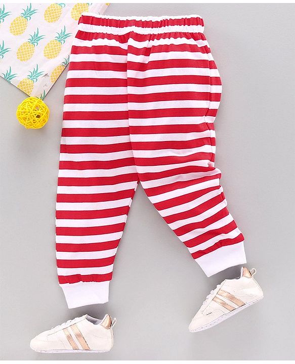 Babyhug Full Length Striped Lounge Pant - Red