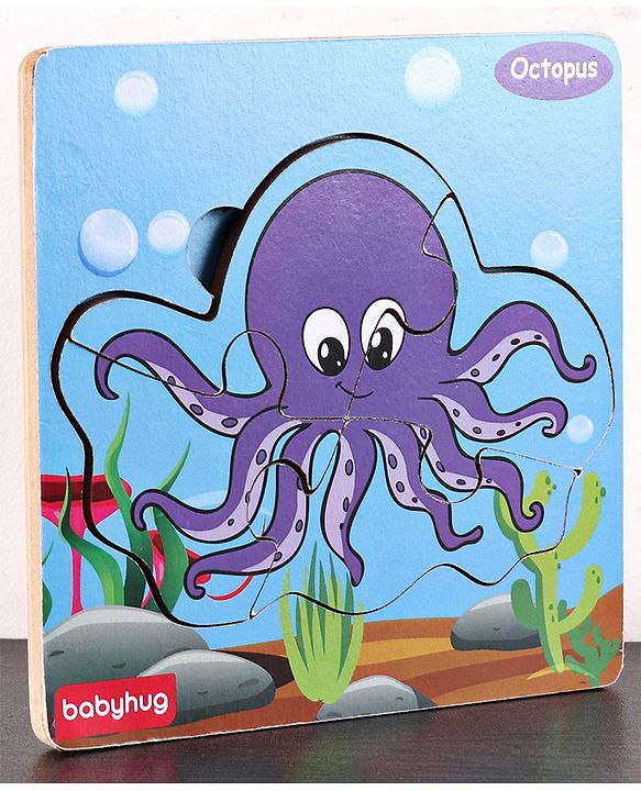 Babyhug 5 in 1 Premium Wooden Jigsaw Aquatic 20 pcs puzzle - Set of 5| Educational Toy for Cognitive Development| Montessori Learning Toy| BIS Certified| 2 Years+