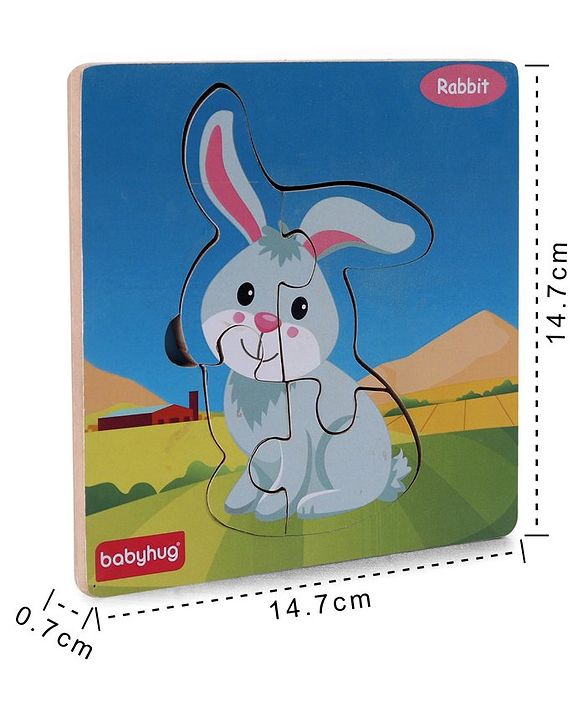 Babyhug 5 in 1 Premium Wooden Jigsaw Farm Animal 20 pcs puzzle - Set of 5| Educational Toy for Cognitive Development| Montessori Learning Toy| BIS Certified| 2 Years+