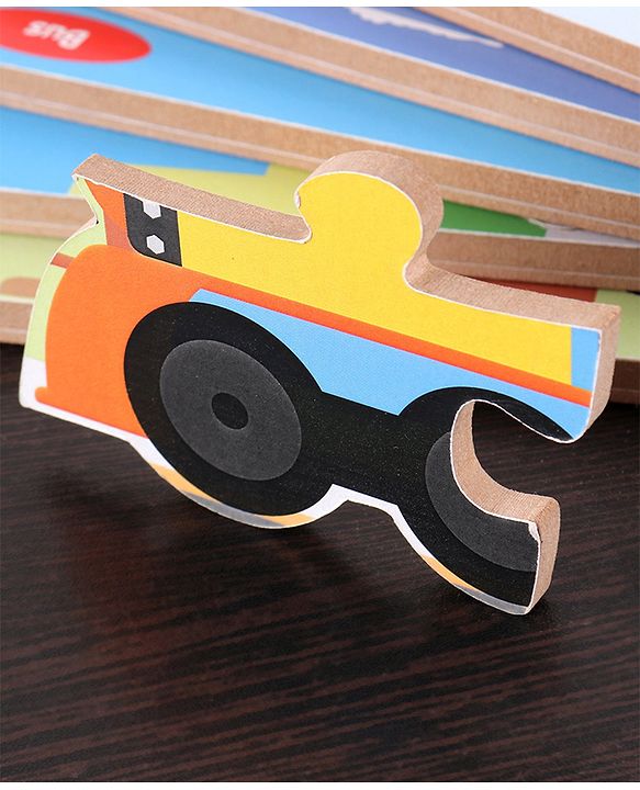 Babyhug 5 in 1 Premium Wooden Jigsaw Transport Vehicles 20 pcs puzzle - Set of 5| Educational Toy for Cognitive Development| Montessori Learning Toy| BIS Certified| 2 Years+