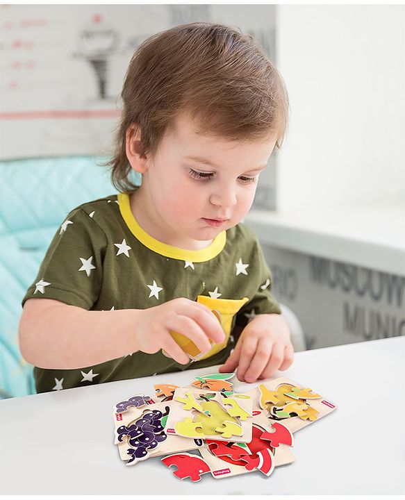 Babyhug 5 in 1 Premium Wooden Jigsaw Fruits 20 pcs puzzle - Set of 5| Educational Toy for Cognitive Development| Montessori Learning Toy| BIS Certified| 2 Years+