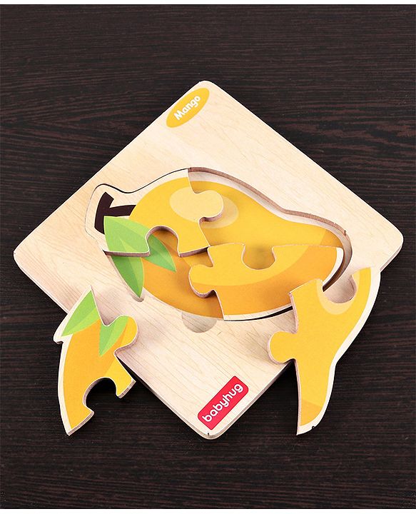Babyhug 5 in 1 Premium Wooden Jigsaw Fruits 20 pcs puzzle - Set of 5| Educational Toy for Cognitive Development| Montessori Learning Toy| BIS Certified| 2 Years+