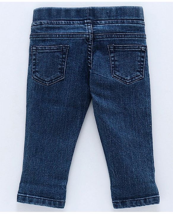 Babyhug Denim Slim Fit Capri Butterfly Print - Dark Blue