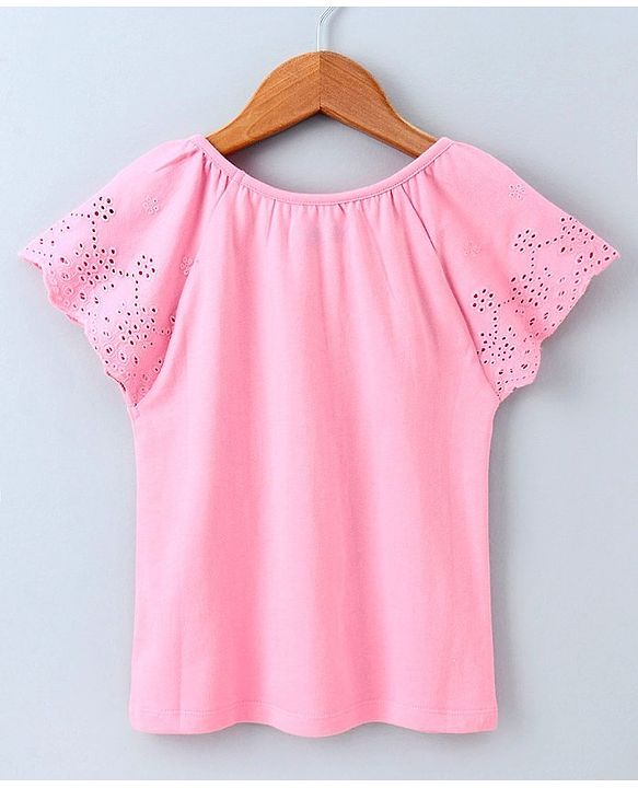 Pine Kids Short Sleeves Biowash Top Star Patch - Pink