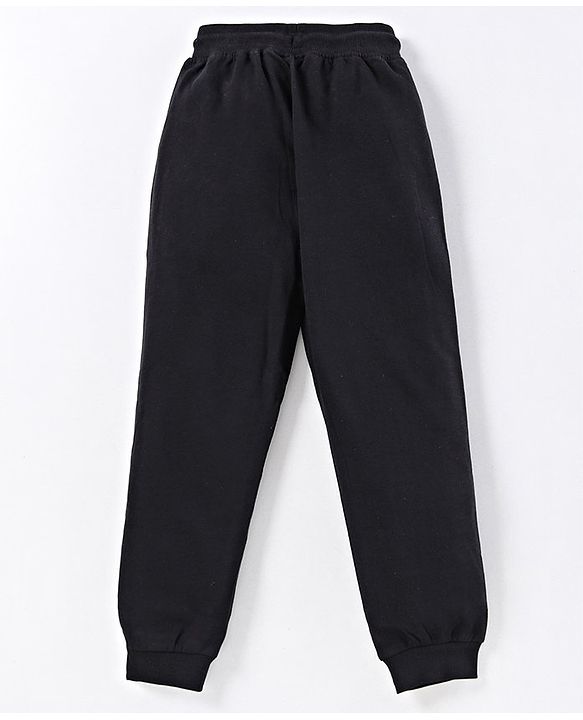 Pine Kids Full Length Organic Cotton Bio Wash  Lounge Pant Rose Embroidery - Black