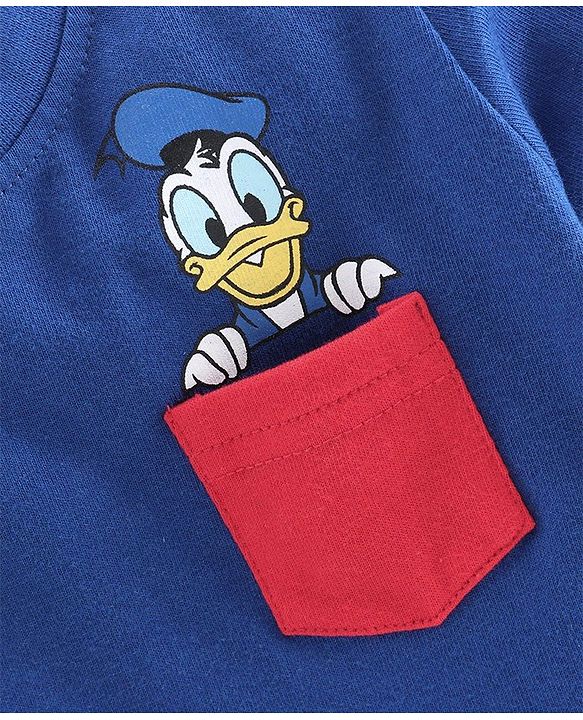 Babyhug Half Sleeves Biowashed Tee Donald Duck Print - Blue