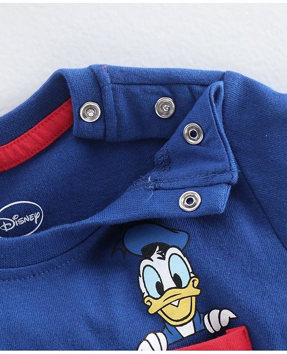 Babyhug Half Sleeves Biowashed Tee Donald Duck Print - Blue