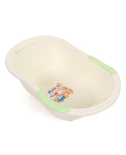 Babyhug Bath Tub Hi Happy Print - Cream Green