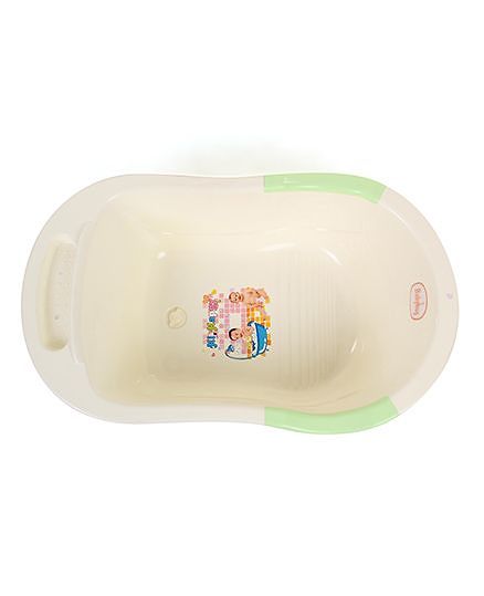 Babyhug Bath Tub Hi Happy Print - Cream Green