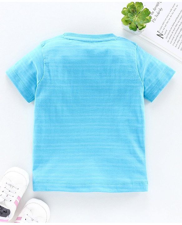 Babyhug Half Sleeves Biowashed Tee Bird Print - Blue