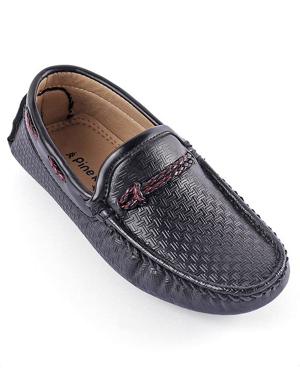 Pine Kids Round Toe Party Wear Loafers with Cushioned Footbed - Black