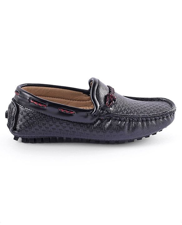 Pine Kids Round Toe Party Wear Loafers with Cushioned Footbed - Black