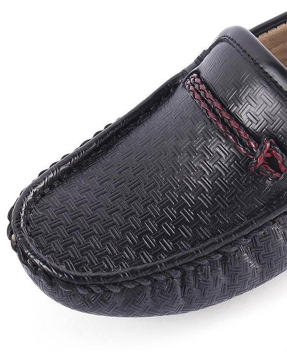 Pine Kids Round Toe Party Wear Loafers with Cushioned Footbed - Black