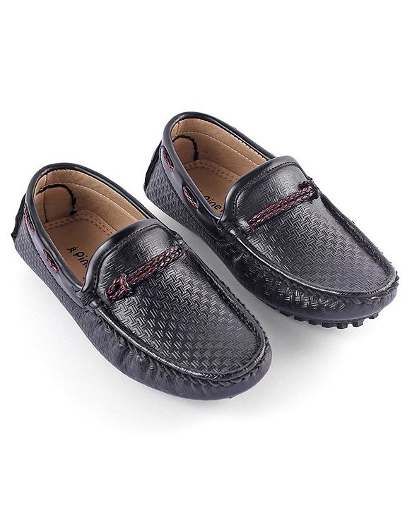 Pine Kids Round Toe Party Wear Loafers with Cushioned Footbed - Black