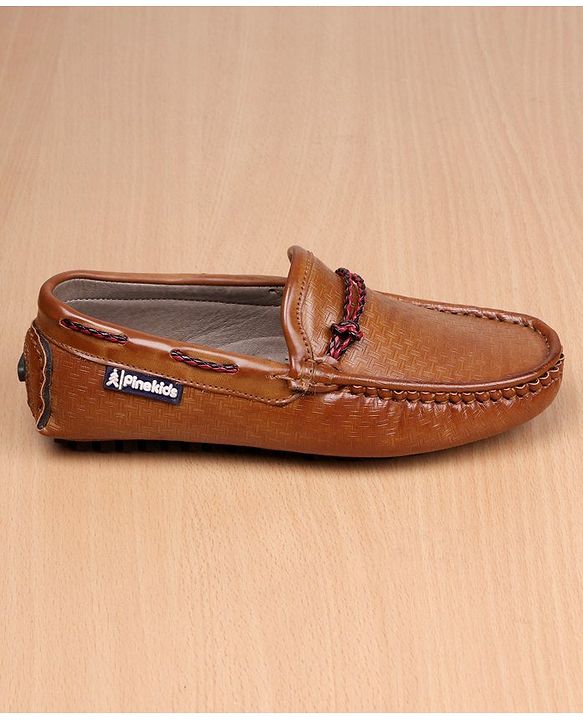 Pine Kids Slip-on Round Toe Party Wear Loafers with Cushioned Footbed - Brown