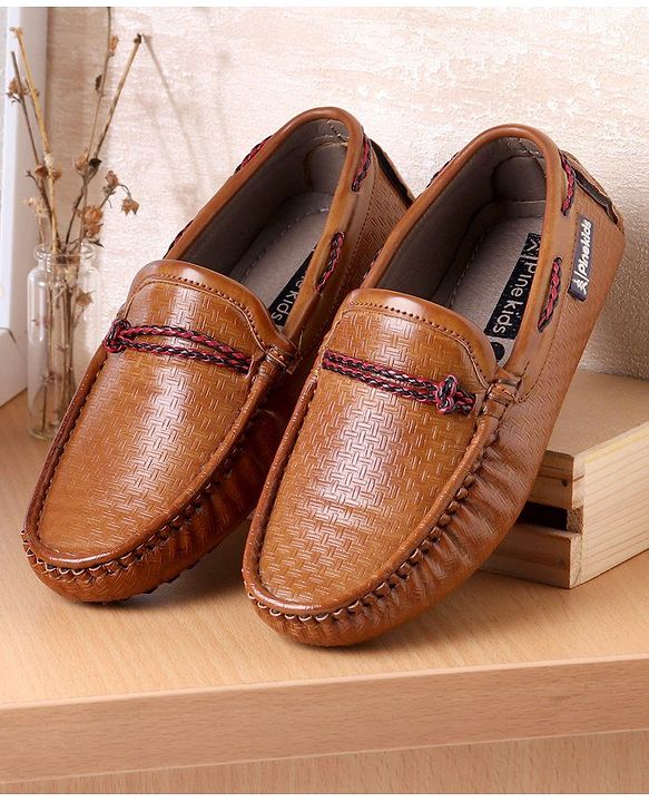 Pine Kids Slip-on Round Toe Party Wear Loafers with Cushioned Footbed - Brown
