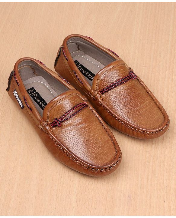 Pine Kids Slip-on Round Toe Party Wear Loafers with Cushioned Footbed - Brown
