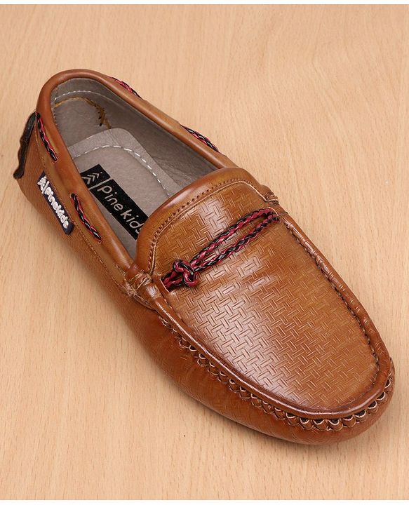 Pine Kids Slip-on Round Toe Party Wear Loafers with Cushioned Footbed - Brown