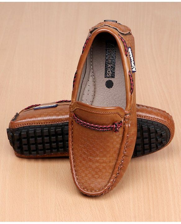 Pine Kids Slip-on Round Toe Party Wear Loafers with Cushioned Footbed - Brown