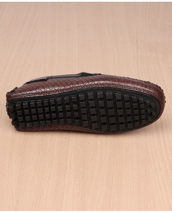 Pine Kids Round Toe Party Wear Textured Loafers with Cushioned Footbed - Brown