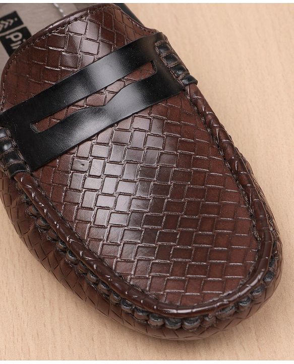 Pine Kids Round Toe Party Wear Textured Loafers with Cushioned Footbed - Brown