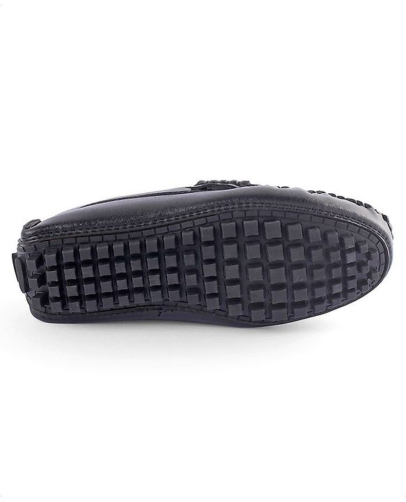 Pine Kids Round Toe Solid Party Wear Loafers with Cushioned Footbed - Black