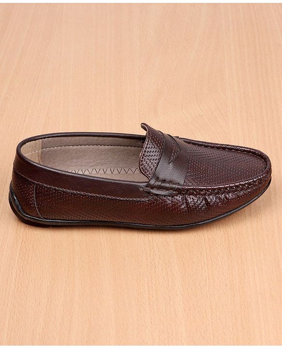Pine Kids Party Wear Round Toe Loafers with Cushioned Footbed - Brown