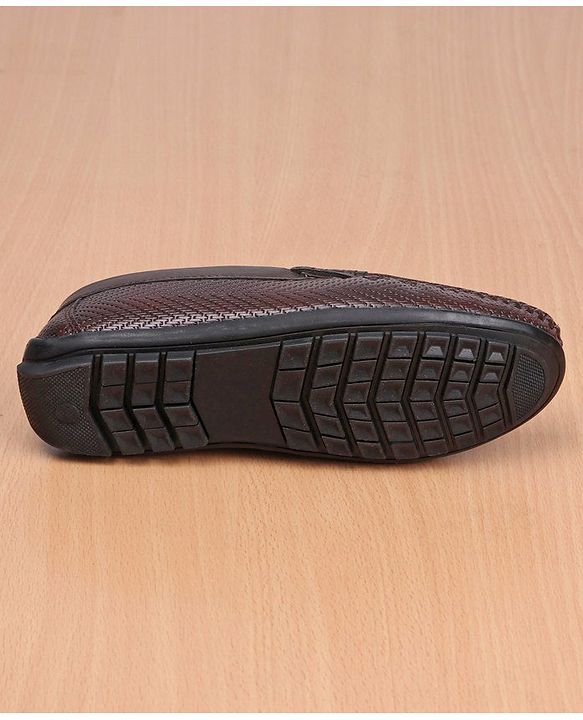 Pine Kids Party Wear Round Toe Loafers with Cushioned Footbed - Brown