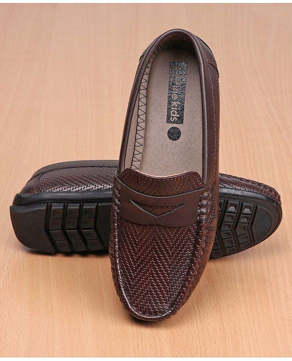 Pine Kids Party Wear Round Toe Loafers with Cushioned Footbed - Brown