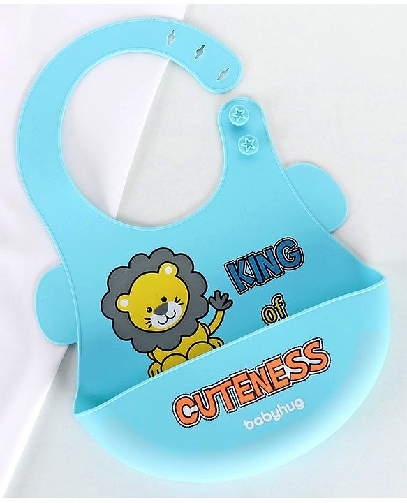 Babyhug Soft Silicone Feeding Bib  Bird Print, Yellow| Waterproof, Tear-Resistant, Easy to Wear| With Deep Crumb Catcher| Adjustable Fit| Foldable & Easy to Carry