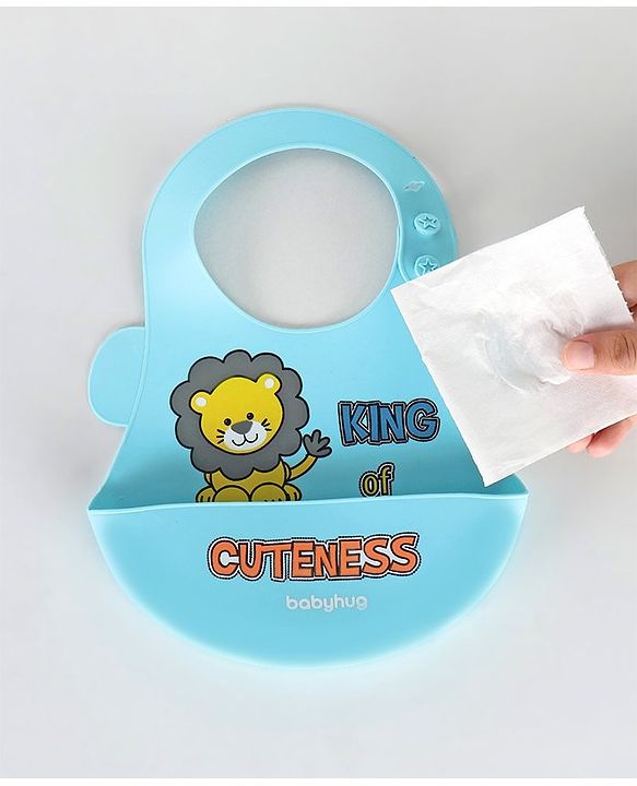 Babyhug Soft Silicone Feeding Bib  Bird Print, Yellow| Waterproof, Tear-Resistant, Easy to Wear| With Deep Crumb Catcher| Adjustable Fit| Foldable & Easy to Carry