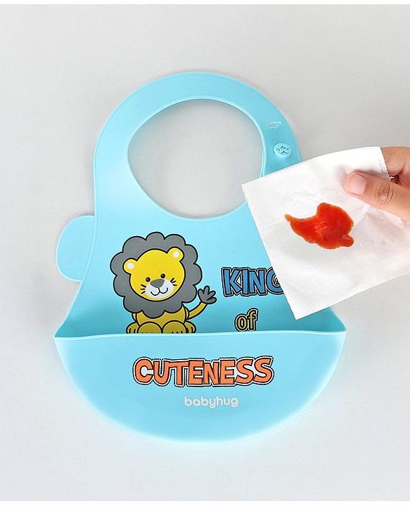 Babyhug Soft Silicone Feeding Bib  Bird Print, Yellow| Waterproof, Tear-Resistant, Easy to Wear| With Deep Crumb Catcher| Adjustable Fit| Foldable & Easy to Carry