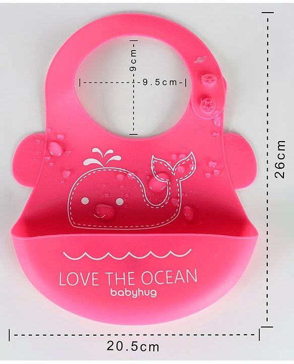 Babyhug Silicone Bib With Crumb Catcher Fish Print - Pink