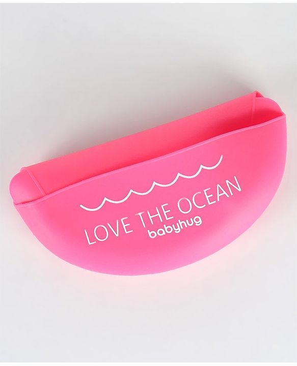 Babyhug Silicone Bib With Crumb Catcher Fish Print - Pink