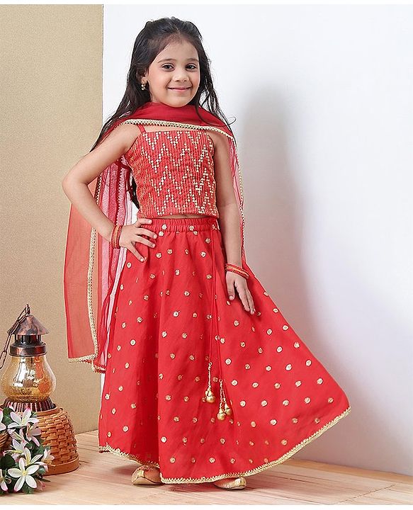 Babyhug Choli & Lehenga With Dupatta  - Orange