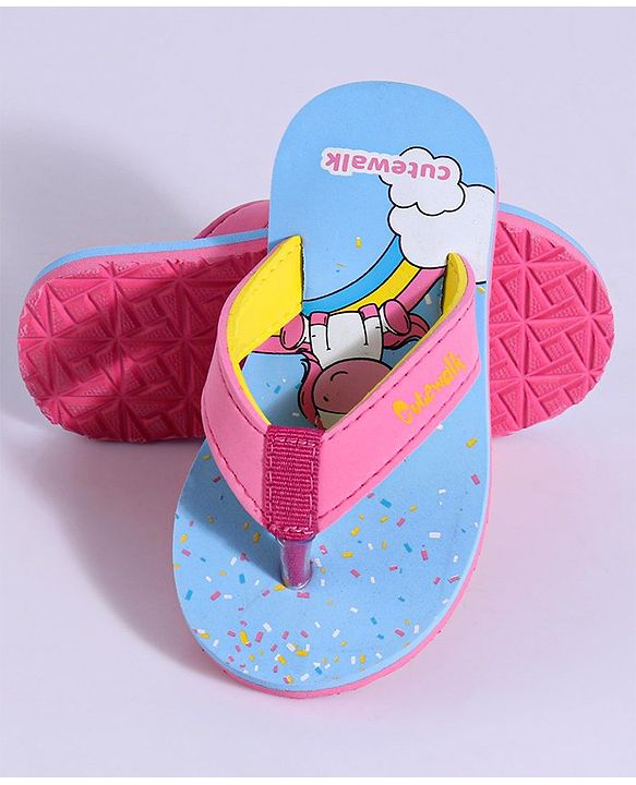Cute Walk by Babyhug Flip Flops Unicorn Print - Blue