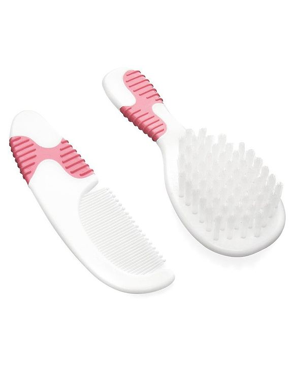 Babyhug Soft Bristle Baby Hair Brush and Comb Set Gentle  Pink |Scalp Care | Soft Bristle | BPA Free | Perfect Gift | Eco-Friendly | Round Tip
