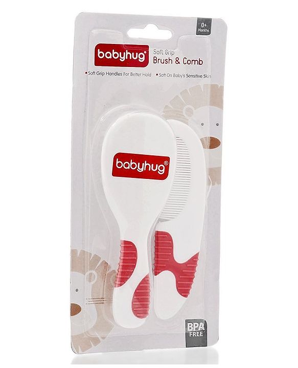 Babyhug Soft Bristle Baby Hair Brush and Comb Set Gentle  Pink |Scalp Care | Soft Bristle | BPA Free | Perfect Gift | Eco-Friendly | Round Tip