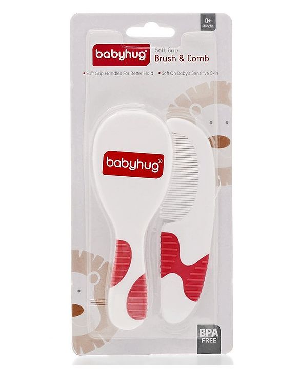 Babyhug Soft Bristle Baby Hair Brush and Comb Set Gentle  Pink |Scalp Care | Soft Bristle | BPA Free | Perfect Gift | Eco-Friendly | Round Tip