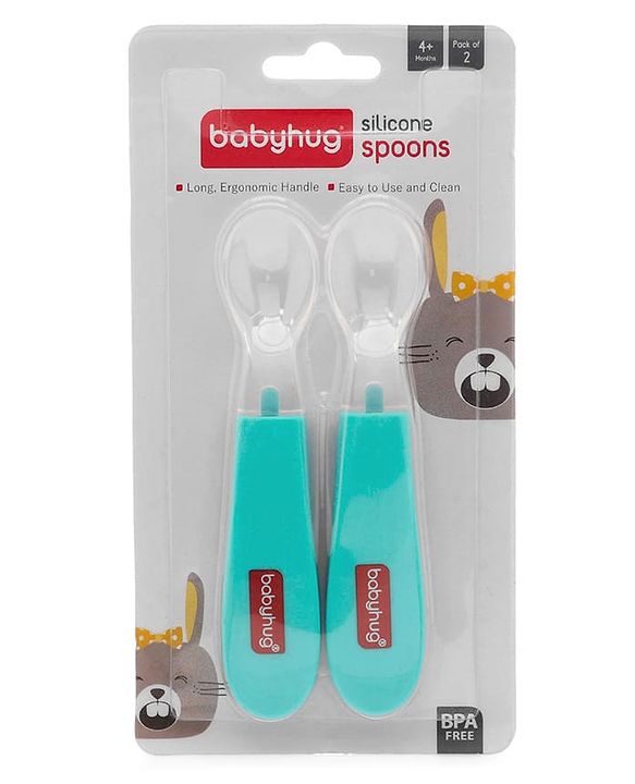 Babyhug Silicone Spoon Small Pack of 2 - Blue